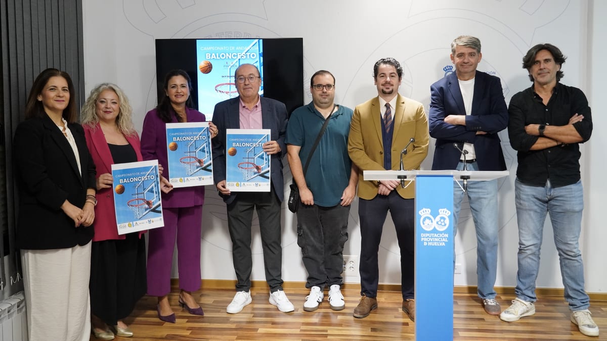 Cartel promocional del Campeonato de Andalucía de Baloncesto Adaptado en Moguer, organizado por la Diputación Provincial de Huelva