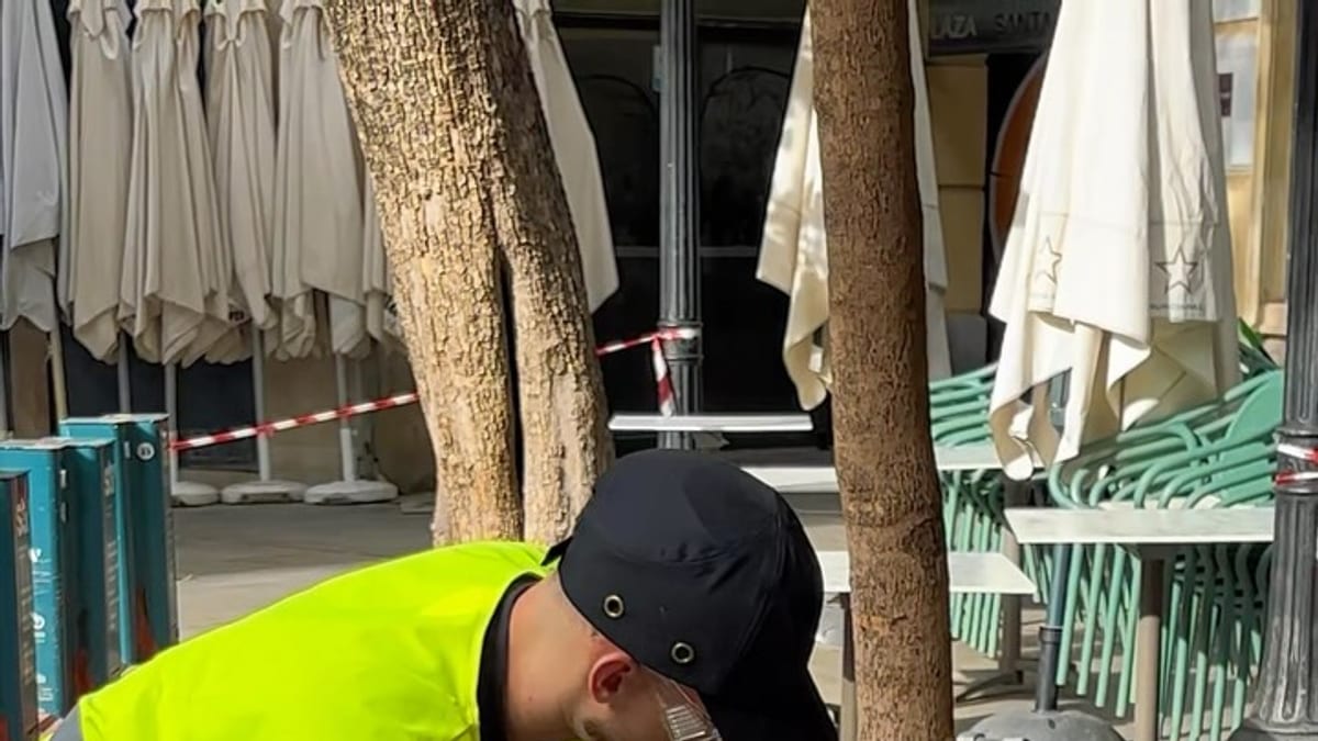 Trabajos de retirada de antiguas estaciones de bicicletas en Murcia