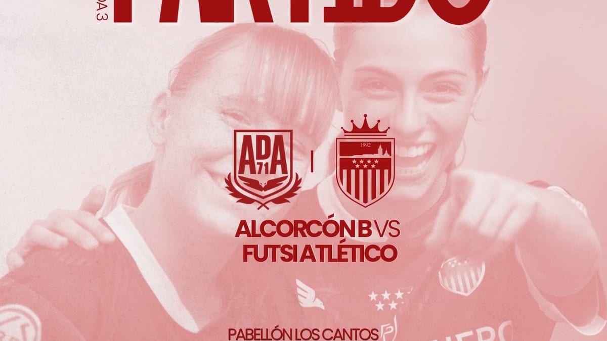 Cartel del partido entre Navalcarnero y Alcorcón BVS Futsal Atlético correspondiente a la jornada 3 en el Pabellón Los Cantos