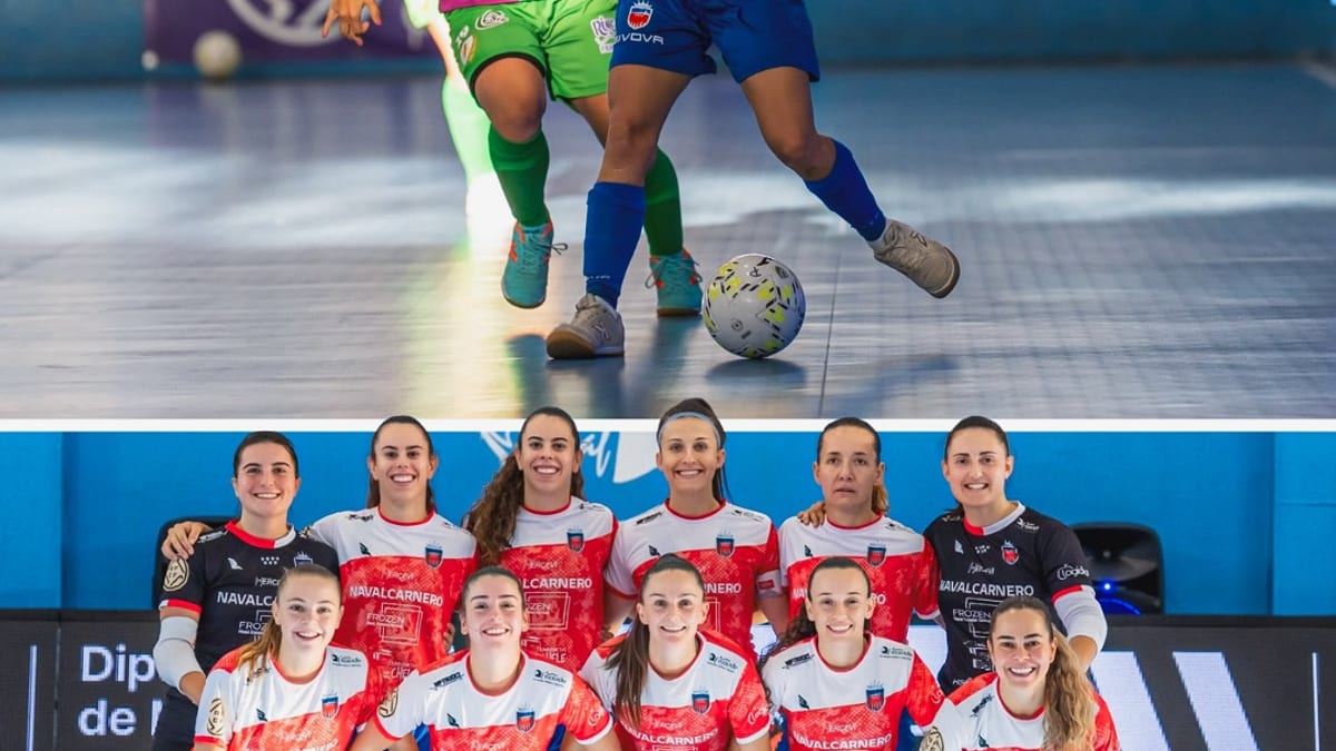 Equipo de Navalcarnero de fútbol sala celebrando la victoria de la jornada 5 frente al Atlético Torcal