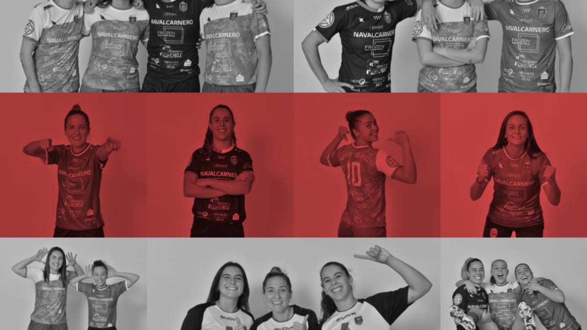 Jugadoras del equipo femenino del Navalcarnero en uniforme oficial durante el media day