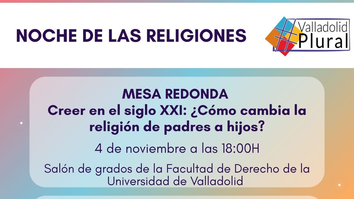 Cartel promocional de La Noche de las Religiones 2026 en Valladolid con programa de actividades