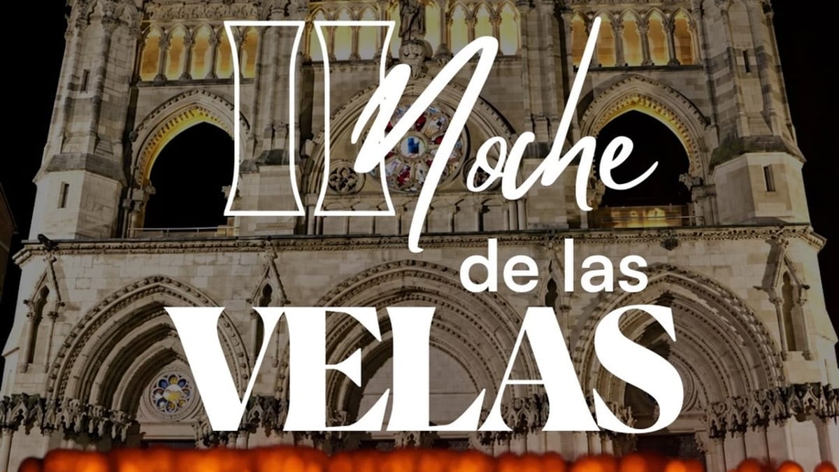 Cartel promocional de la Noche de las Velas de Cuenca con velas iluminadas en la Catedral