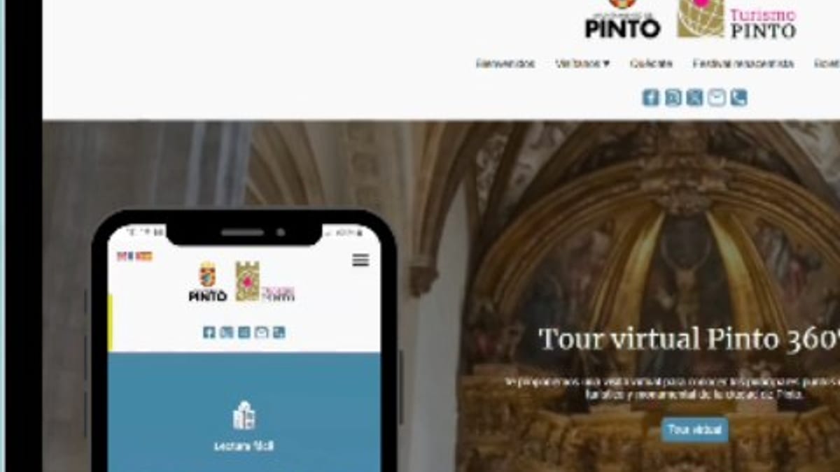 Página de inicio de la web turística turismopinto.es con información sobre la Iglesia Parroquial de Santo Domingo de Silos, tour virtual 360º y recursos turísticos de Pinto