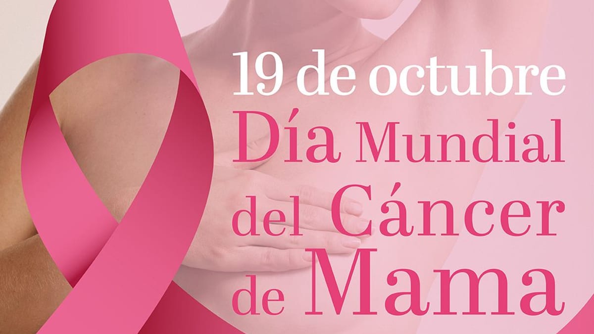 Cartel del Día Mundial del Cáncer de Mama, 19 de octubre, con el apoyo de Ocaña