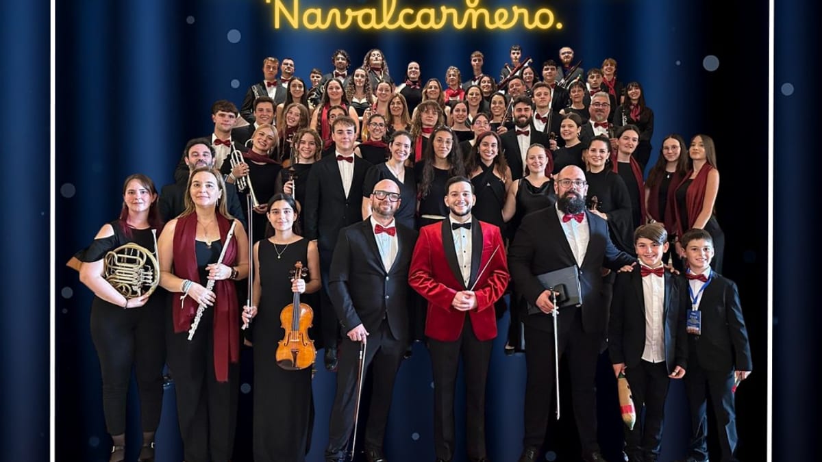 Cartel del concierto de Santa Cecilia de la Orquesta Sinfónica de Navalcarnero, La Magia del Cine, domingo 8 de noviembre a las 13.00h en el Teatro Municipal