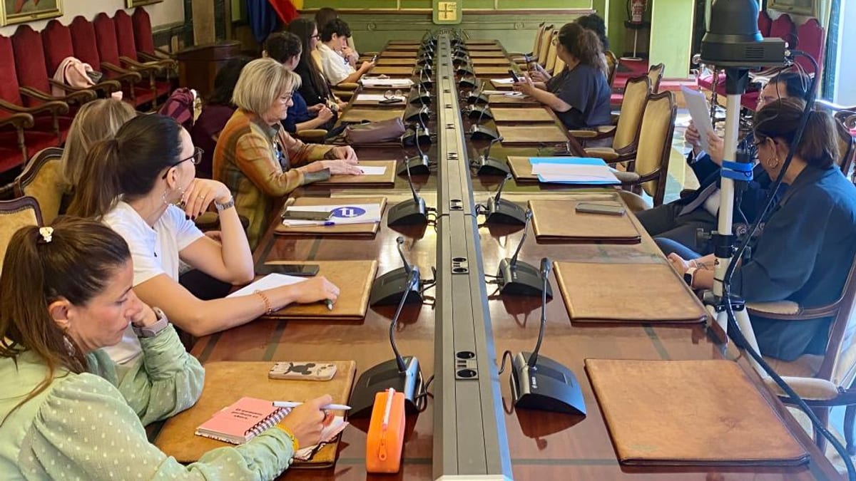 Reunión del Consejo Escolar Municipal de Oviedo en una sala institucional con mesa de deliberaciones