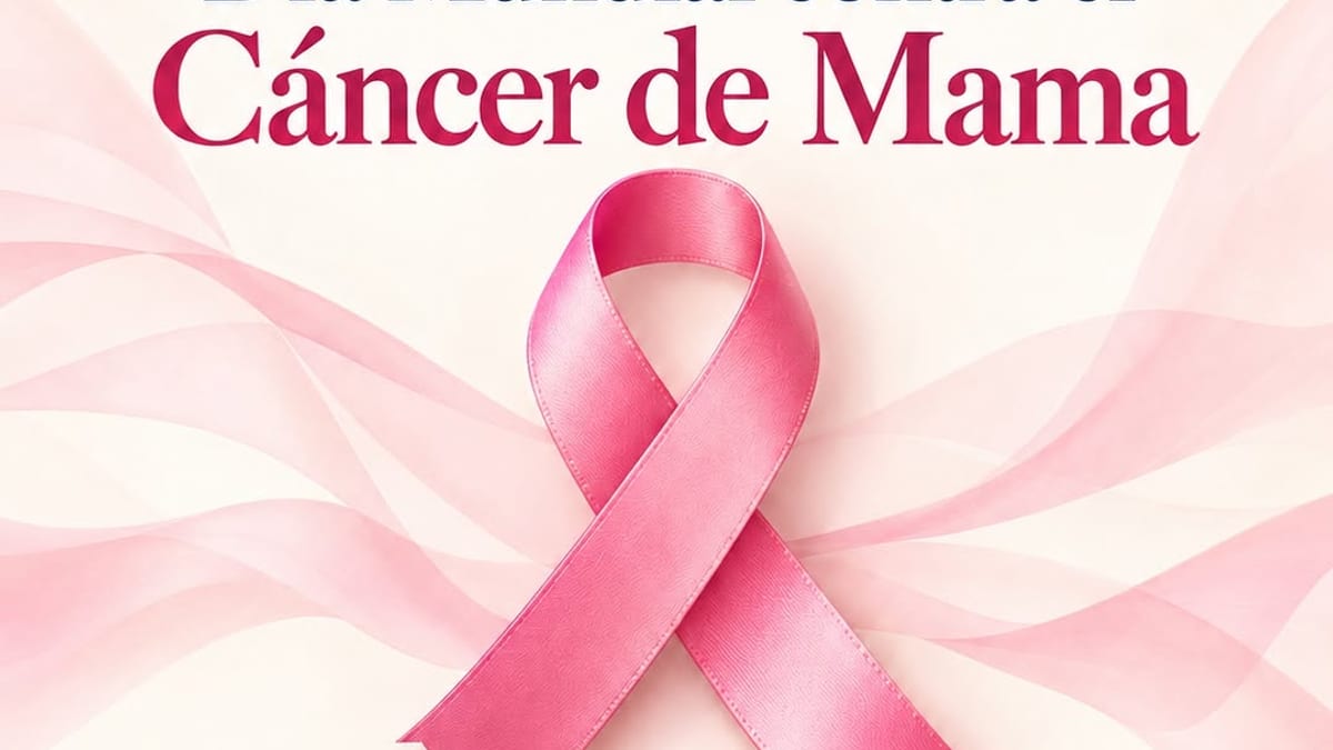 Cartel del Día Mundial contra el Cáncer de Mama 2024 con el mensaje Acompañarnos y cuidarnos de la Escuela Municipal de Salud de Oviedo