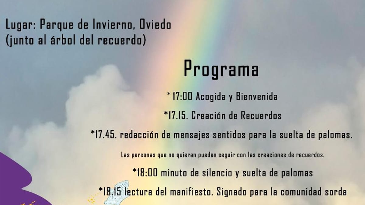 Cartel del Día del Recuerdo organizado por la Asociación Brazos Vacíos en Oviedo, 17 de octubre en el Parque de Invierno