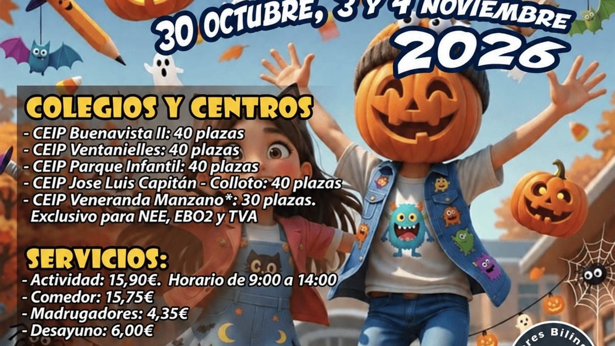 Cartel del programa Concilia de Oviedo con información de inscripciones para actividades escolares en periodos no lectivos