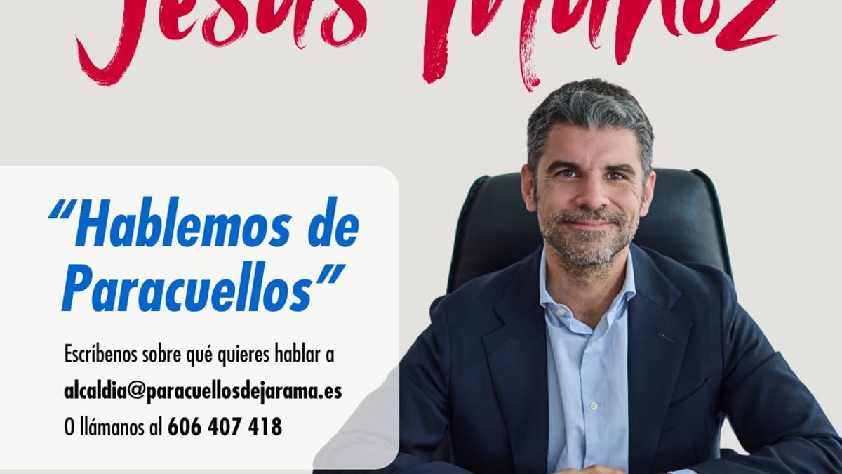Cartel promocional de 'Hablemos de Paracuellos' con encuentros con el alcalde Jesús Muñoz