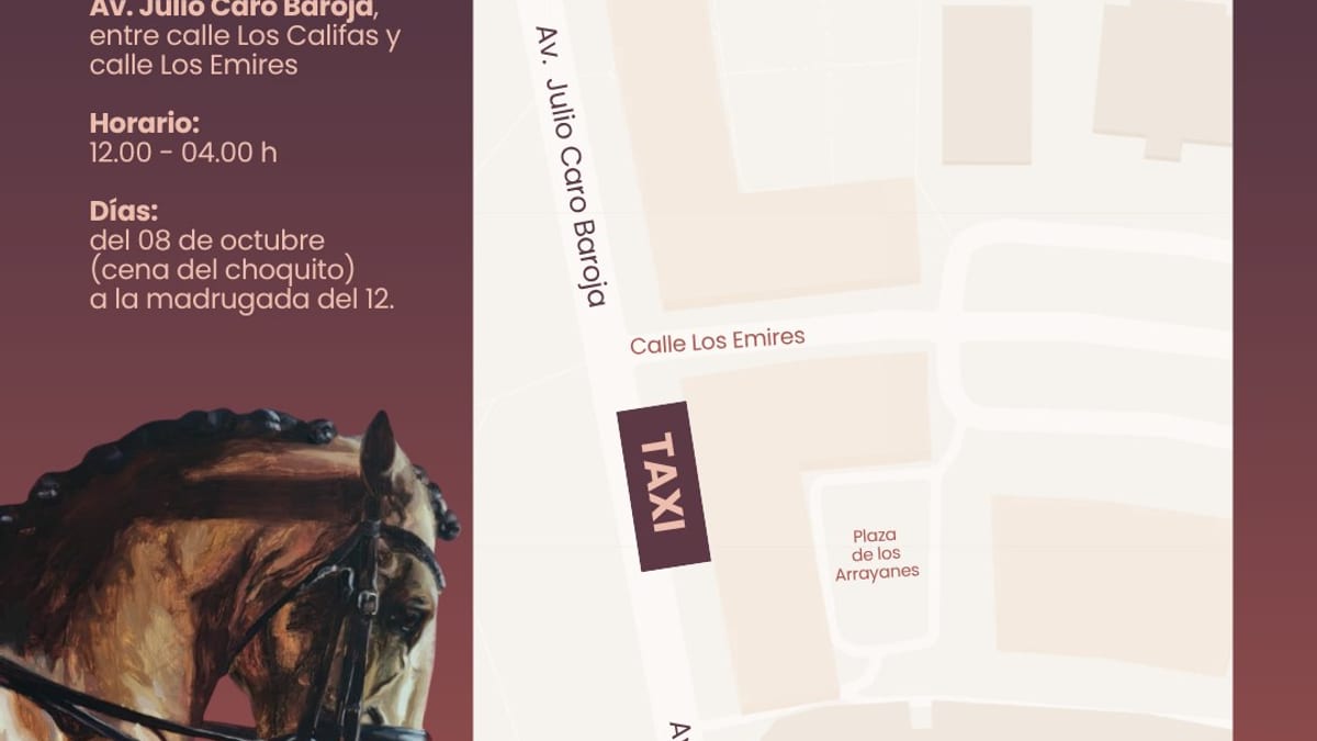 Ubicación y horario de la parada de taxi durante la Feria de Otoño y del Caballo 2026 en calle Julio Caro Baroja de Huelva