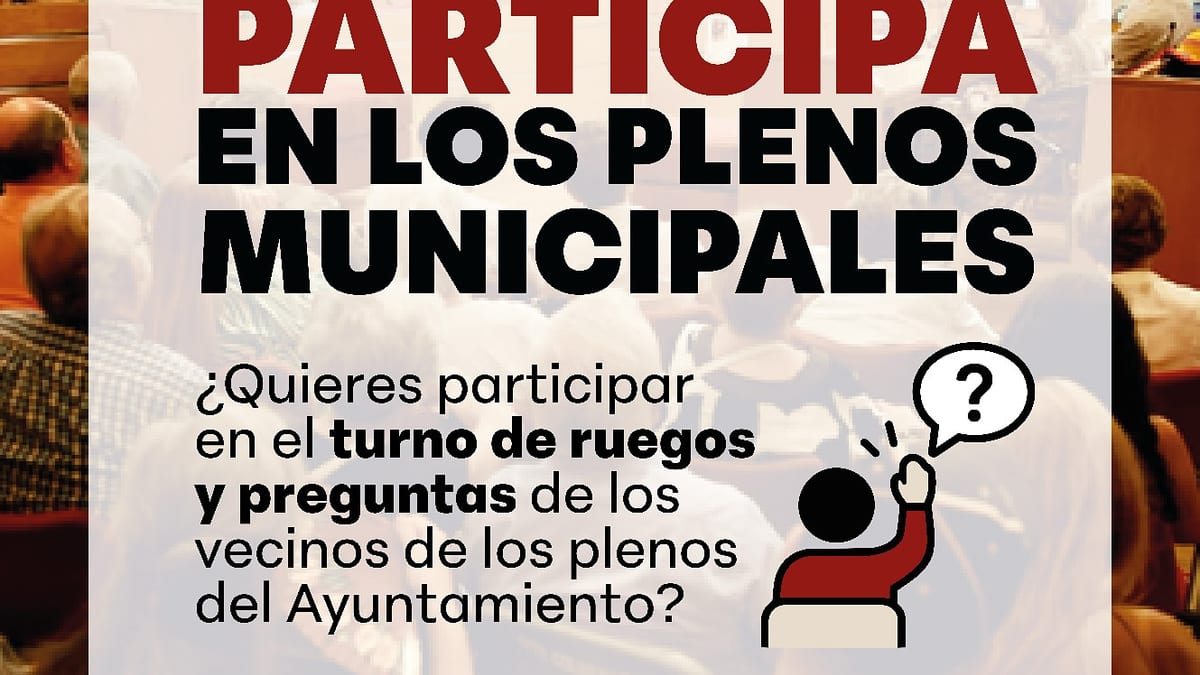 Cartel informativo sobre participación ciudadana en plenos municipales de Colmenar Viejo