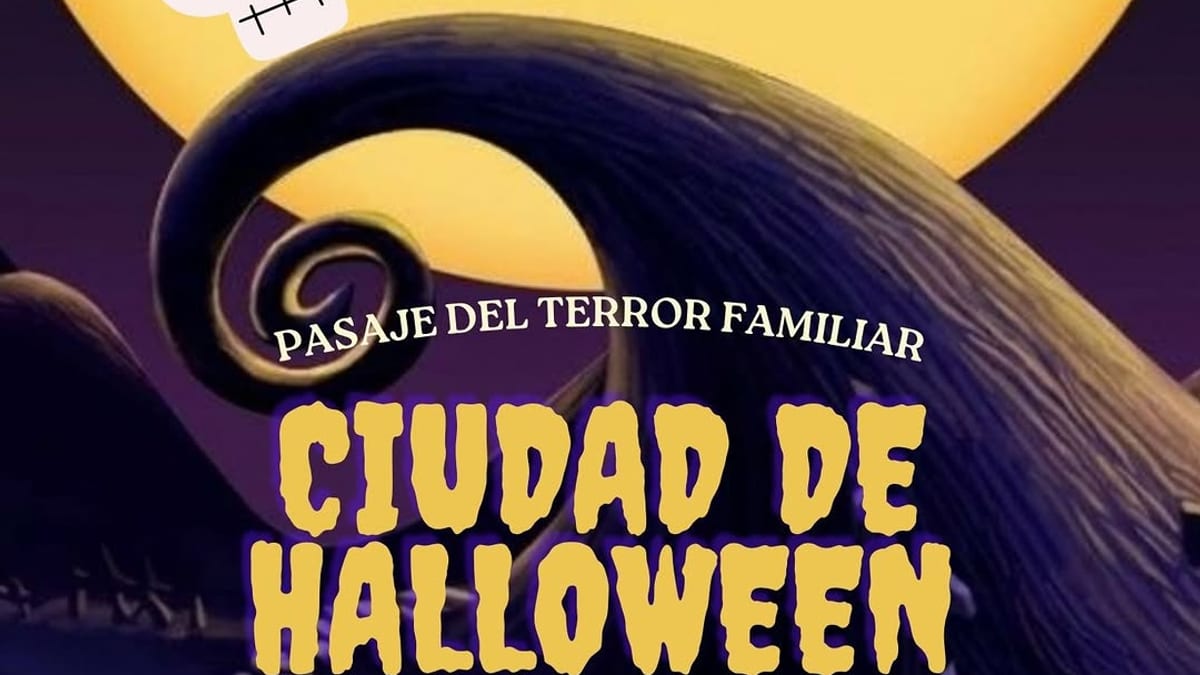 Cartel promocional del Pasaje del Terror Familiar 'Ciudad de Halloween' en Paracuellos de Jarama para el 31 de octubre
