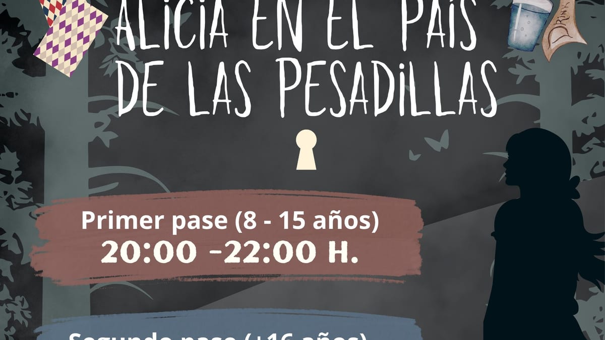 Cartel promocional del Pasaje del terror Halloween de Ciempozuelos: Alicia en el país de las pesadillas, viernes 23 de octubre en la Sala Multifuncional