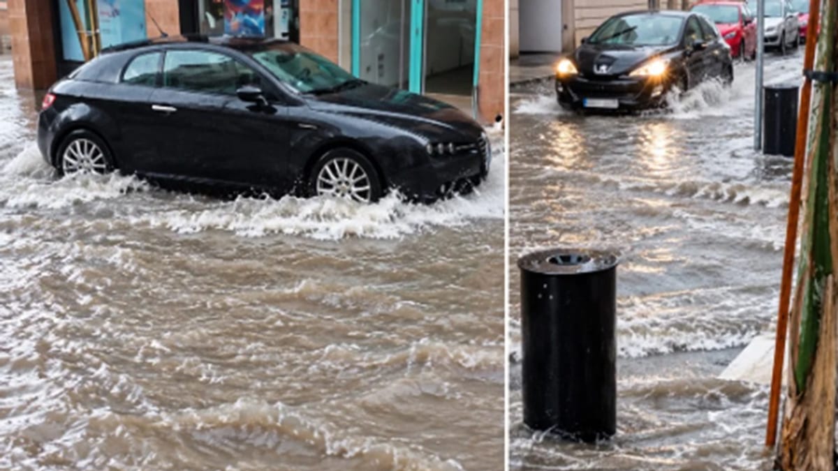 Lluvia e inundación en provincia de Almería durante alerta meteorológica