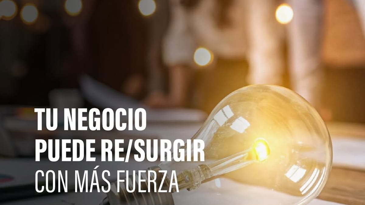 Cartel del Plan Re de la Comunidad de Madrid con el mensaje 'Tu negocio puede re/surgir con más fuerza'