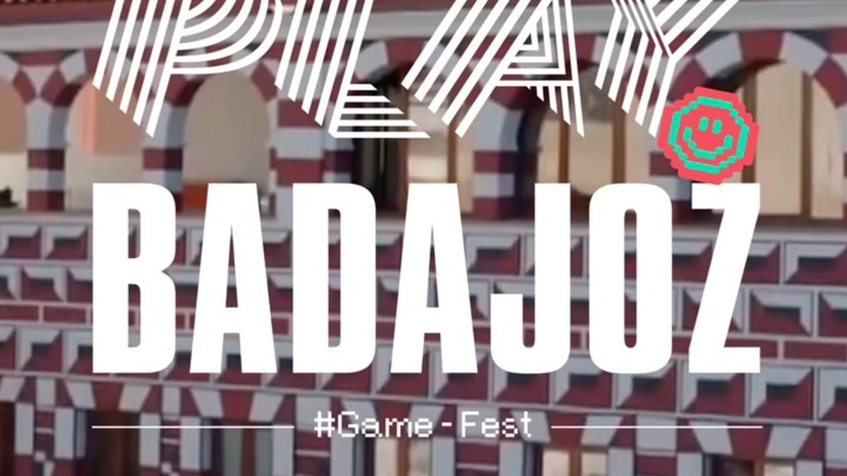 Cartel de Play Badajoz Game-Fest 2026 con logotipo del evento y elementos de gaming