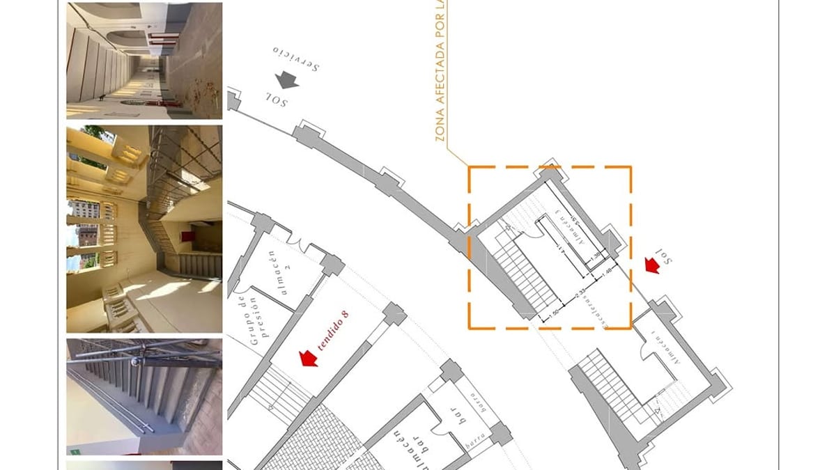 Planos arquitectónicos de las obras de instalación del segundo ascensor en la Plaza de Toros de Albacete