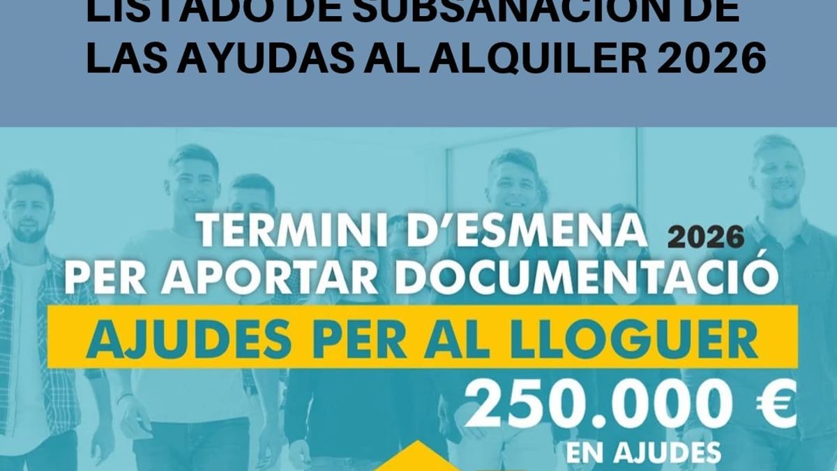 Cartel informativo del listado de subsanación de ayudas al alquiler 2026 del Ayuntamiento de Santa Eulària des Riu