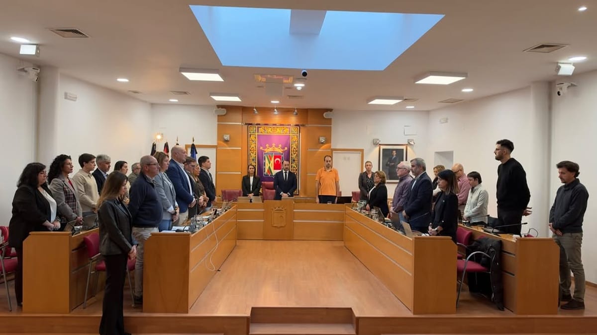 Sala de plenos del Ayuntamiento de Colmenar Viejo durante la Sesión Ordinaria de Octubre con los participantes de pie