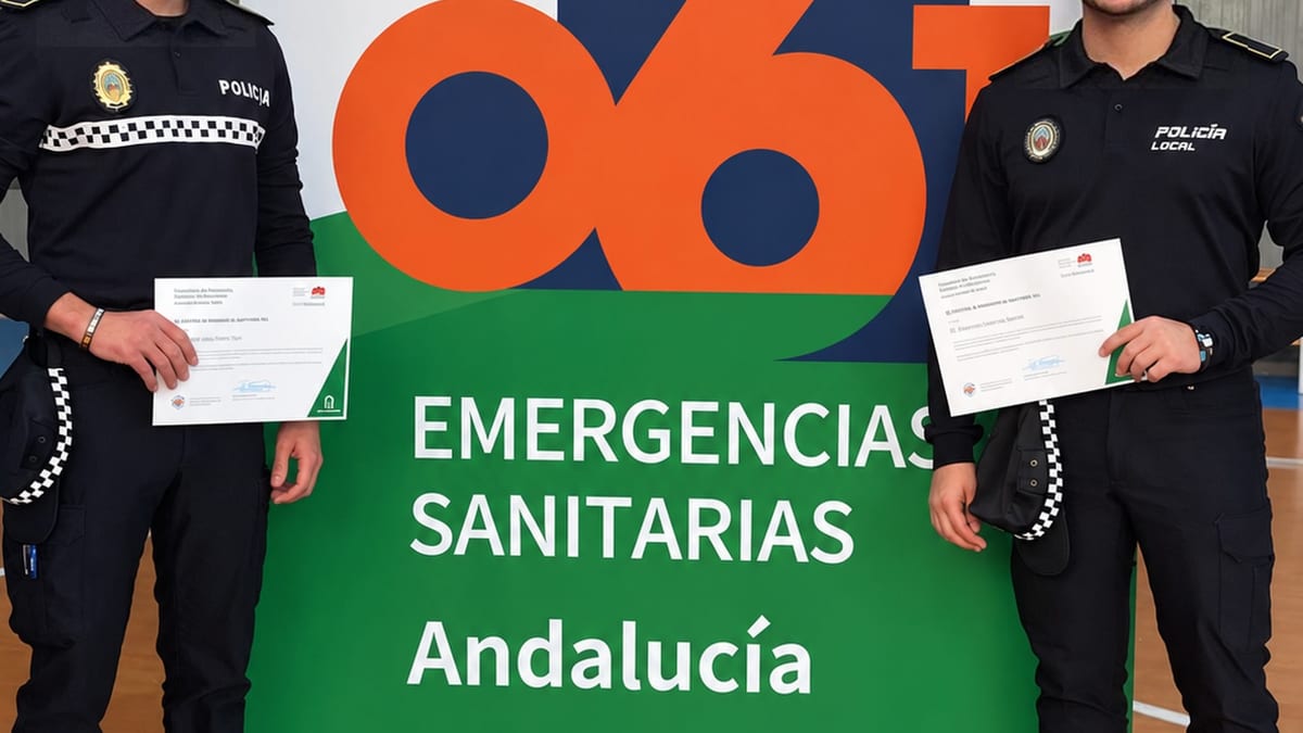 Dos agentes de la Policía Local de Cádiz reciben reconocimiento del Centro de Emergencias Sanitarias 061 por intervención en parada cardiorrespiratoria