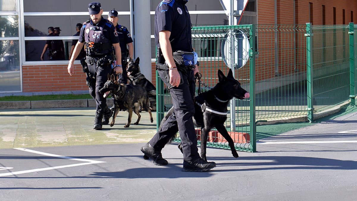 Presentación de la Sección Canina de la Policía Local de Valdemoro con agentes y perros de trabajo