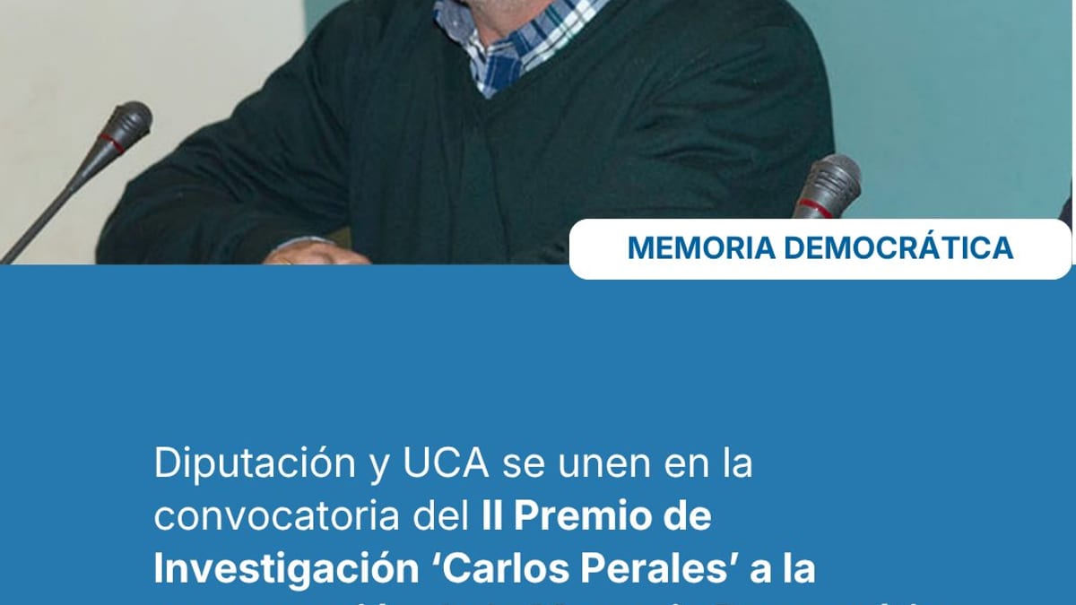 Cartel de la convocatoria del II Premio de Investigación Carlos Perales a la Memoria Democrática de la Diputación de Cádiz y Universidad de Cádiz