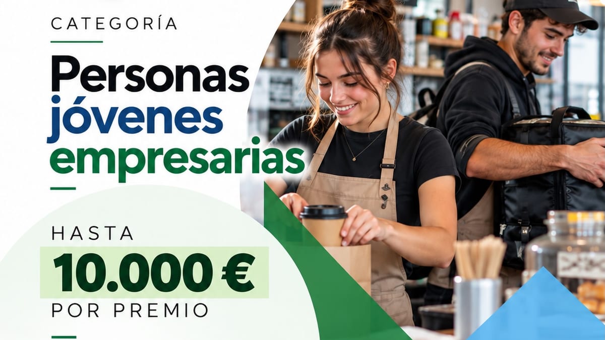 Cartel de los Premios Emprende 2026 del Ayuntamiento de Castellón para personas jóvenes empresarias, con premios de hasta 10.000 euros