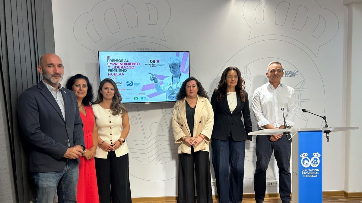 Cartel de la tercera edición de los Premios al Emprendimiento y Liderazgo Femenino de Huelva, con la Diputación Provincial de Huelva como convocante