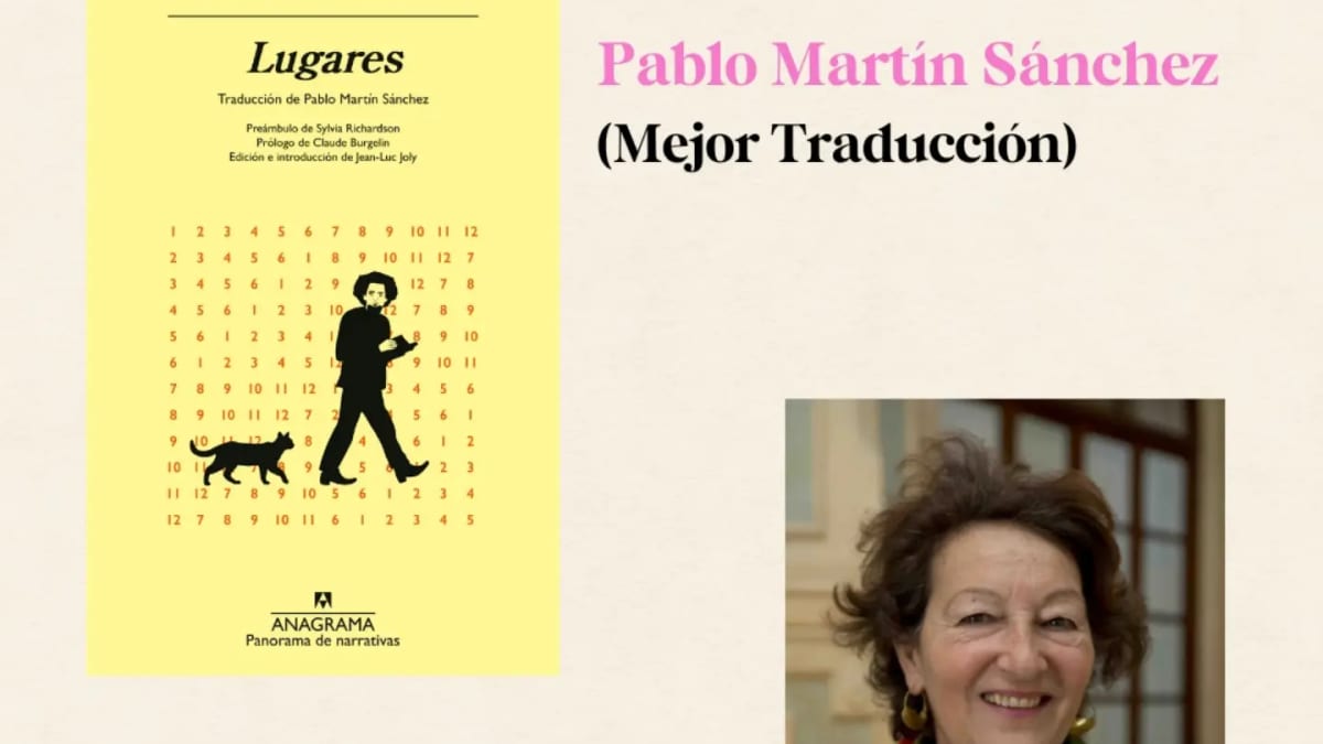 Cartel oficial de los Premios Nacionales de Traducción 2026 con los nombres de Olivia de Miguel Crespo y Pablo Martín Sánchez, ganadores de las categorías de Obra de un Traductor y Mejor Traducción