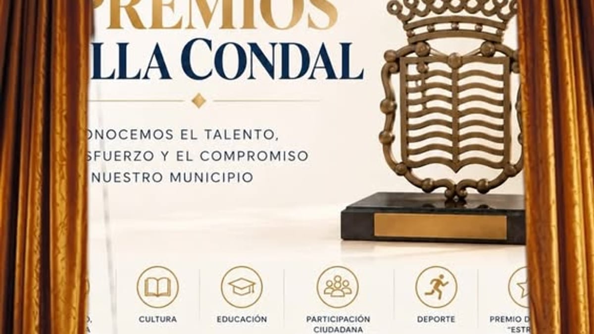 Cartel promocional de la I Edición de los Premios Villa Condal con seis categorías: Cultura, Educación, Participación Ciudadana y Compromiso Social, Deporte y Premio del Sevillano