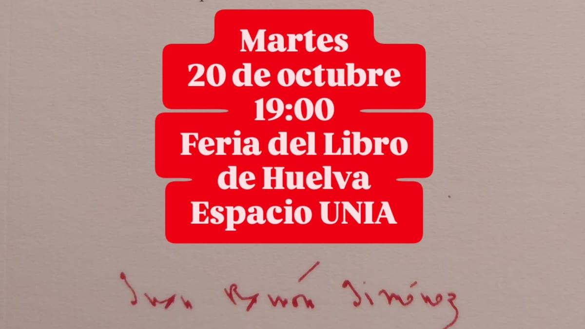 Cartel de la presentación de 'Gramática del desorden' de Enrique Zumalabe Ramblado en la Feria del Libro de Huelva