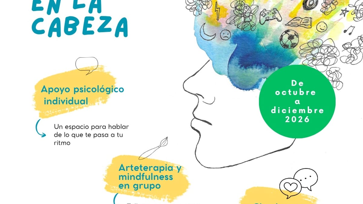 Cartel promocional del Programa Municipal de Apoyo Psicológico para Adolescentes y sus Familias de Aranjuez, con servicios de atención individual, arteterapia y mindfulness