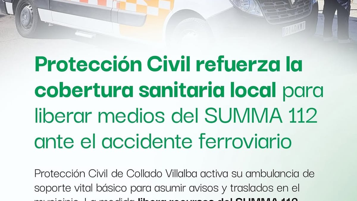 Ambulancia de Protección Civil de Collado Villalba en operación sanitaria de apoyo