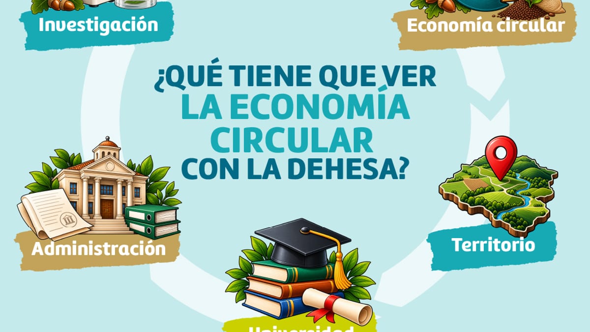 Cartel del Proyecto Huerto Ramírez con los logos de la Diputación Provincial de Huelva, Universidad de Huelva y Ministerio para la Transición Ecológica, mostrando conceptos de innovación, investigación, economía circular y territorio