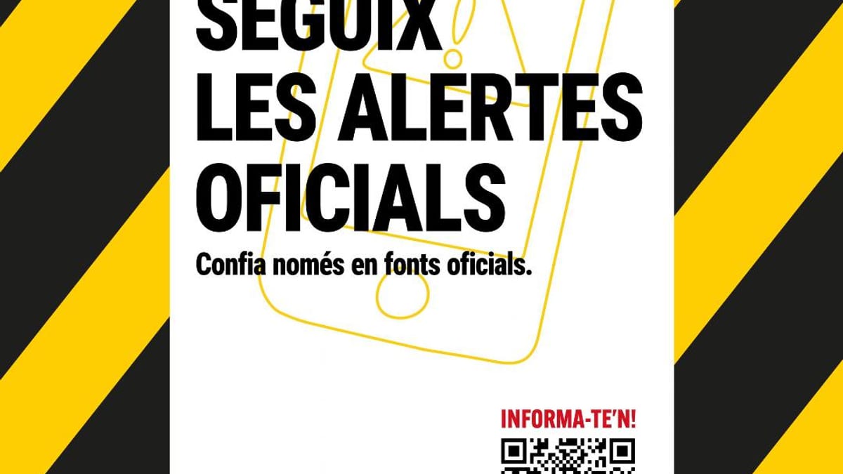 Cartel informativo del Ayuntamiento de Valencia sobre recomendaciones ante alertas de lluvia y tormentas, con logos de organismos de emergencia y seguridad