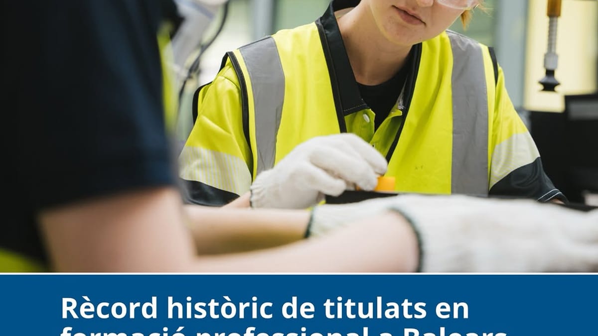 Infografía de datos de formación profesional en Islas Baleares: 6.475 titulados en curso 2024-2025 con tasas de inserción laboral