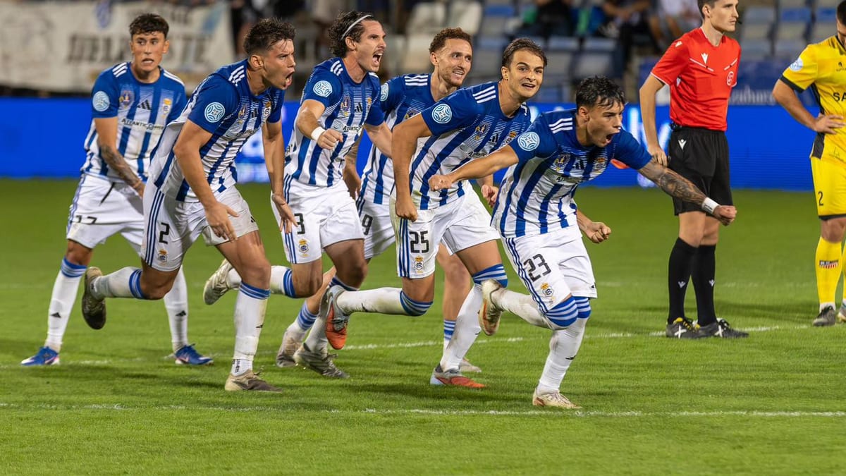 Celebración del Recreativo de Huelva por su clasificación a la final de la Copa Federación