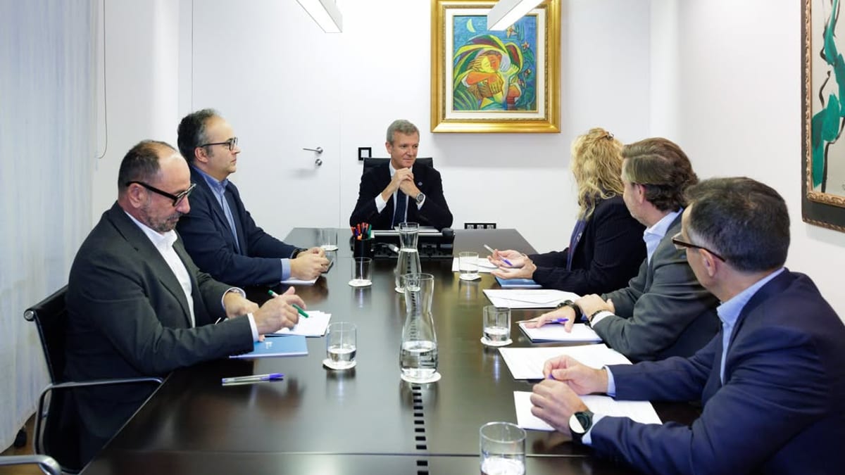 Alfonso Rueda Valenzuela durante la reunión con representantes de la Asociación Galega de Axencias de Viaxes