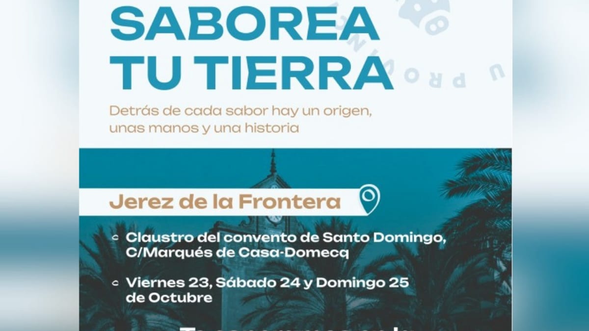 Cartel promocional de la tercera edición de Saborea Cádiz Saborea tu Provincia con información de la Feria de Economía Local en Jerez del 23 al 25 de octubre de 2026