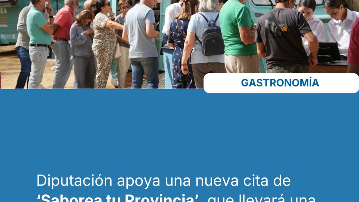 Cartel promocional de Saborea tu Provincia en Conil, con productos gaditanos y logo de turismo gastronómico