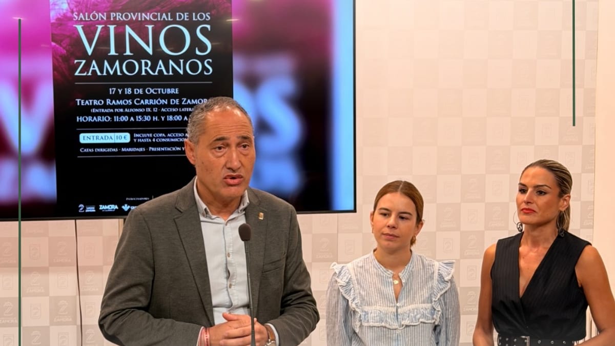 Cartel promocional del Salón Provincial de los Vinos Zamoranos con fecha 17 y 18 de octubre en el Teatro Ramos Carrión