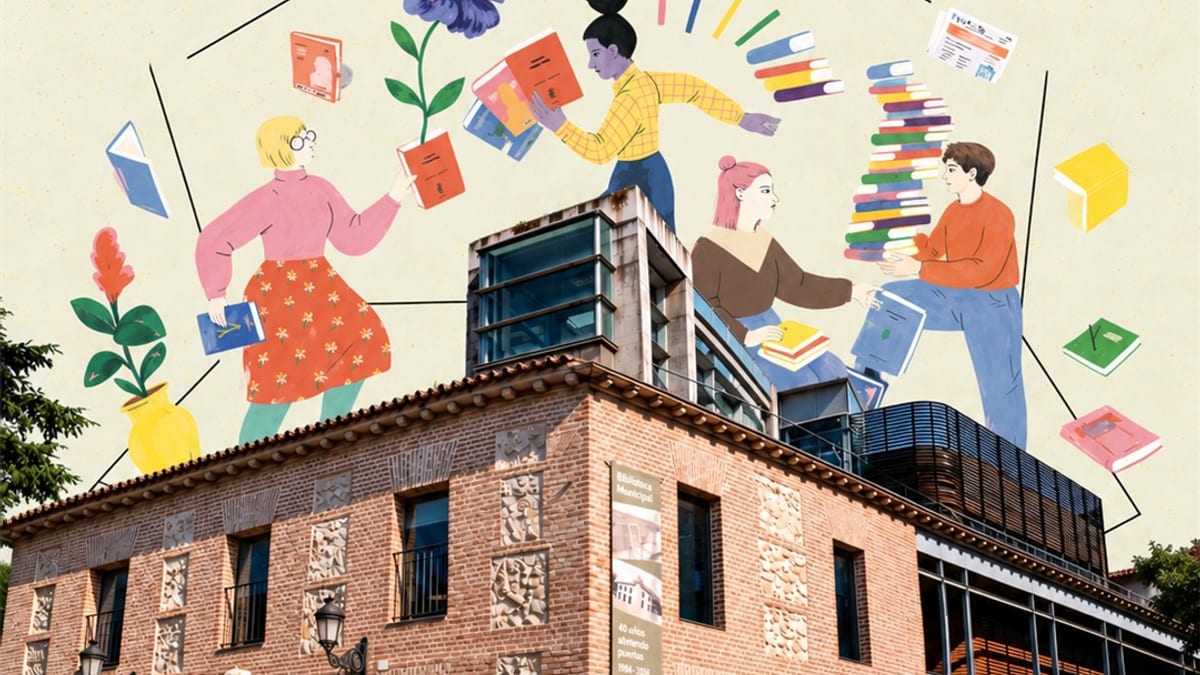 Cartel promocional del Día de las Bibliotecas en San Fernando de Henares, 24 de octubre de 2024, con lema Sin profesionales no hay bibliotecas