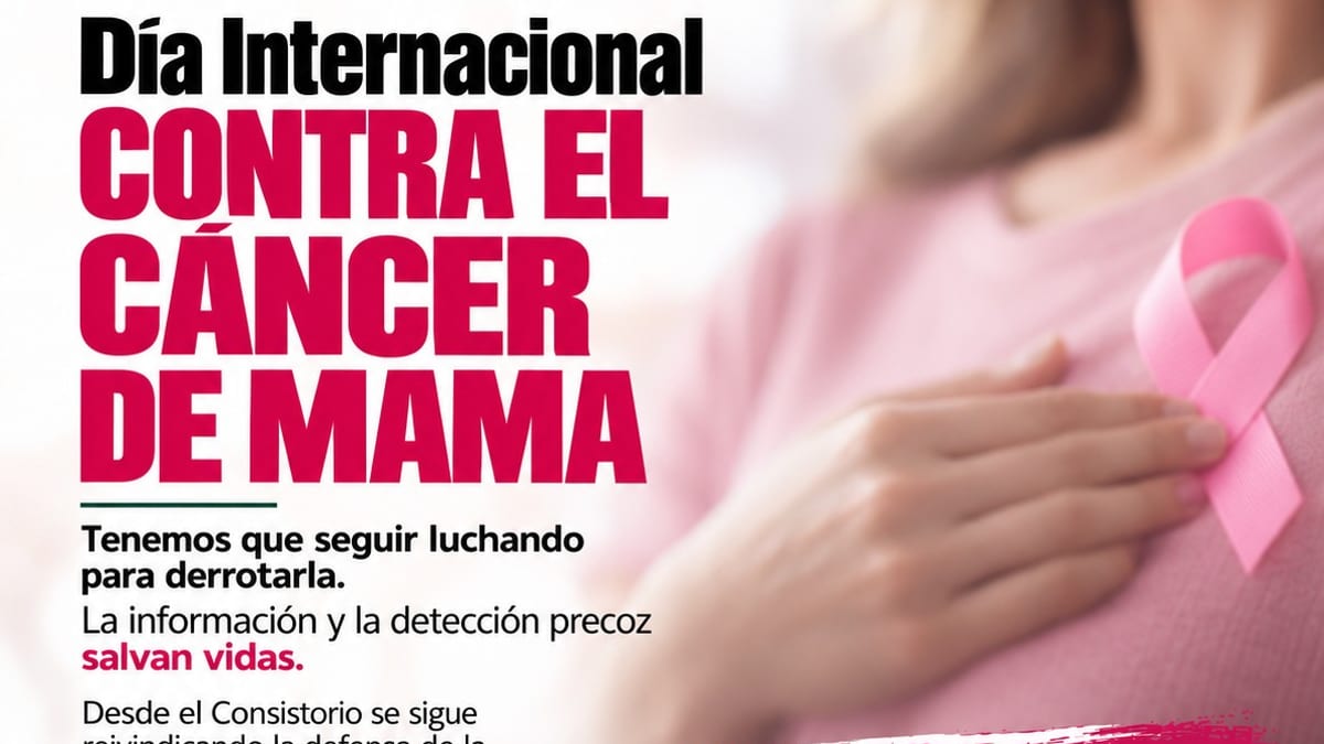 Cartel del Ayuntamiento de San Fernando de Henares por el Día Internacional contra el Cáncer de Mama, 19 de octubre, con mensaje de lucha y sensibilización
