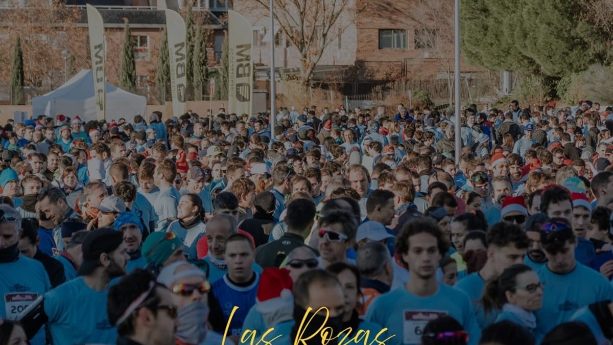 Cartel de la San Silvestre de Las Rozas con información sobre carreras y marcha familiar el 31 de diciembre