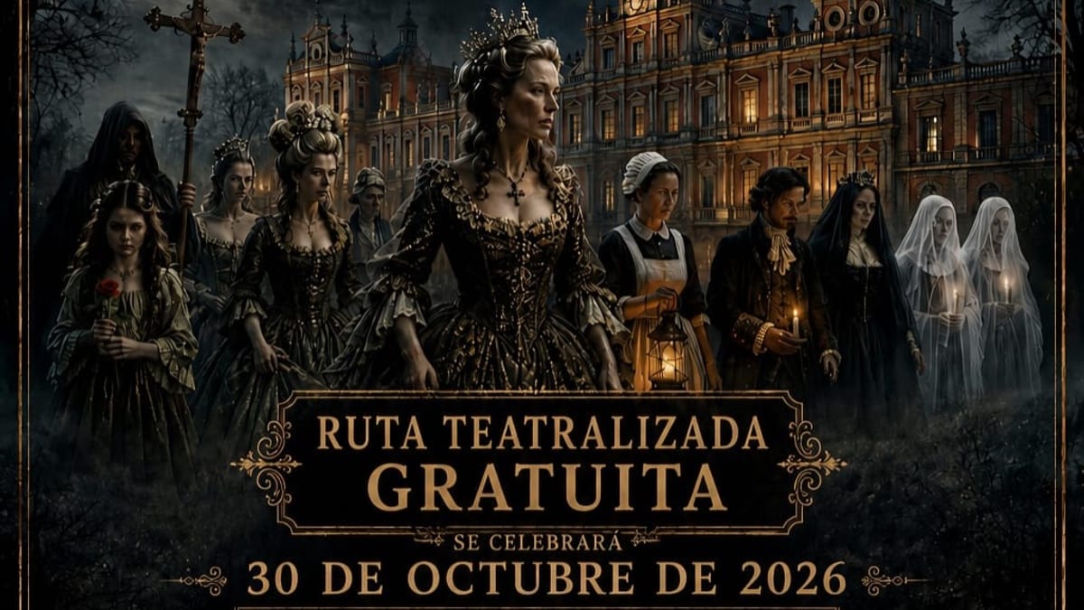 Cartel de La Santa Compaña, ruta teatralizada en Aranjuez el 30 de octubre de 2026, con personajes históricos y teatrales