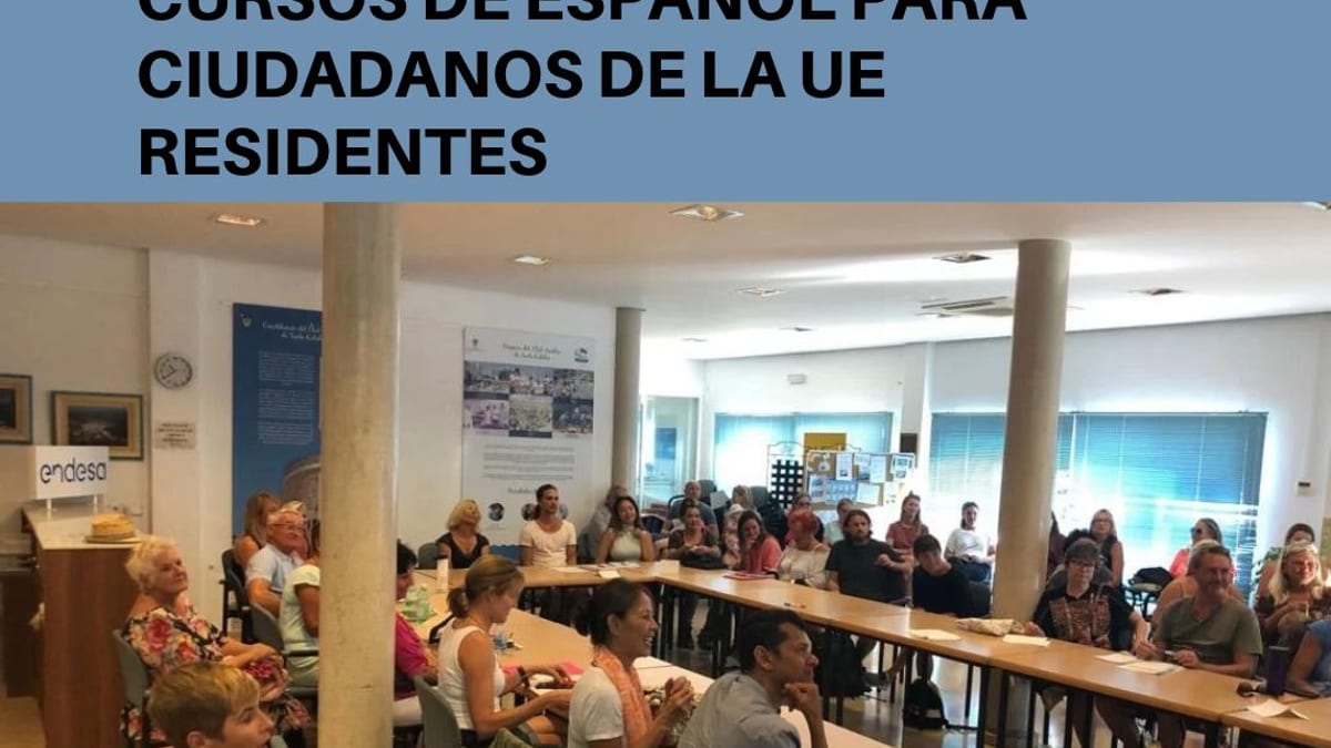 Cartel informativo de los cursos de español para ciudadanos de la UE residentes en Santa Eulària des Riu