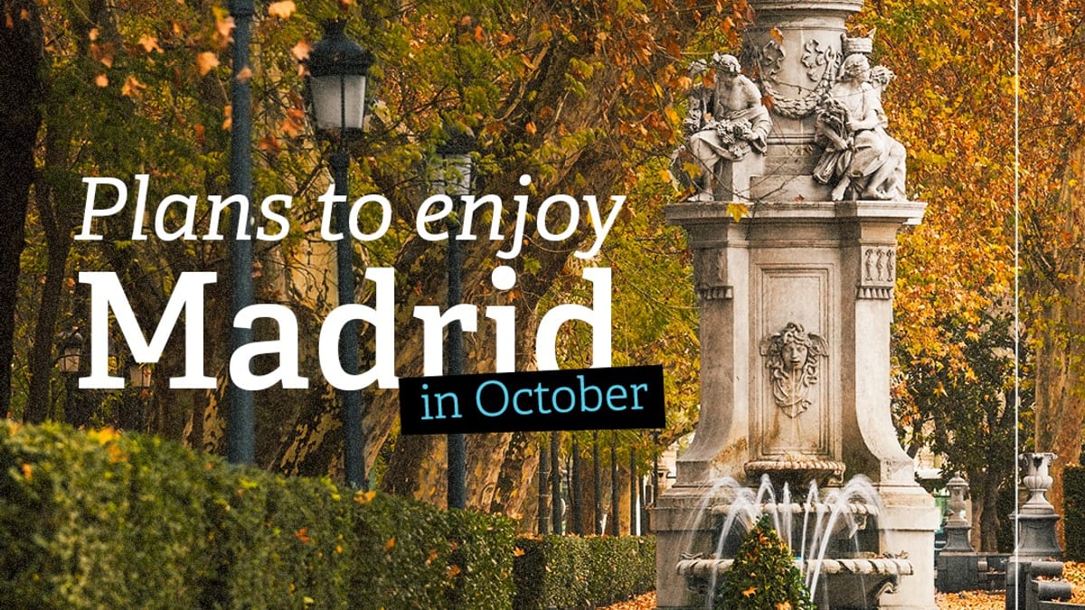 Cartel promocional de planes para disfrutar de Madrid en octubre con propuestas de música, cultura, tradiciones y más