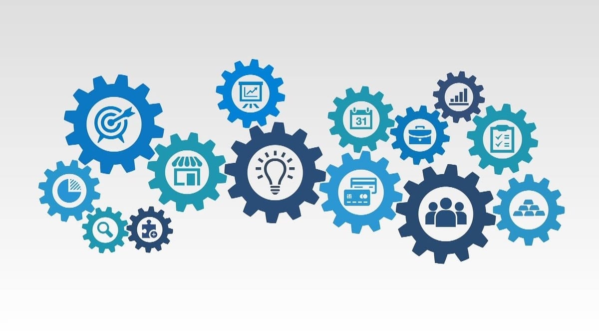 Representación simbólica de innovación, desarrollo tecnológico y colaboración empresarial